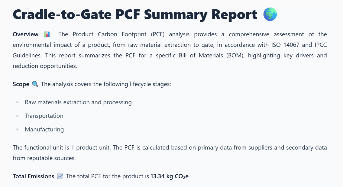 Schritt 2: Von der BOM zum Cradle-to-Gate PCF — automatisch
